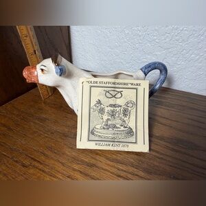 Olde Staffordshire Ware William Kent 1878 Cow Creamer Pitcher